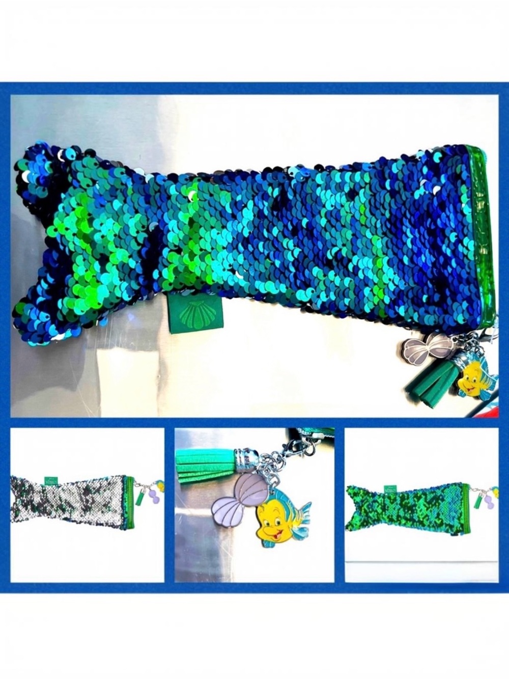 NWT Disney Parks The Little Mermaid Sequins Mermaid Tail Pencil Case